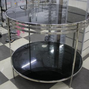 Mesa 2nivel redondo con cristal negro