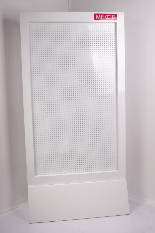 Expositor de panel perforado con marco blanco 160x80