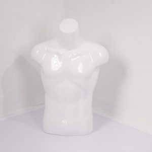 Busto hombre blanco brillante cuello largo